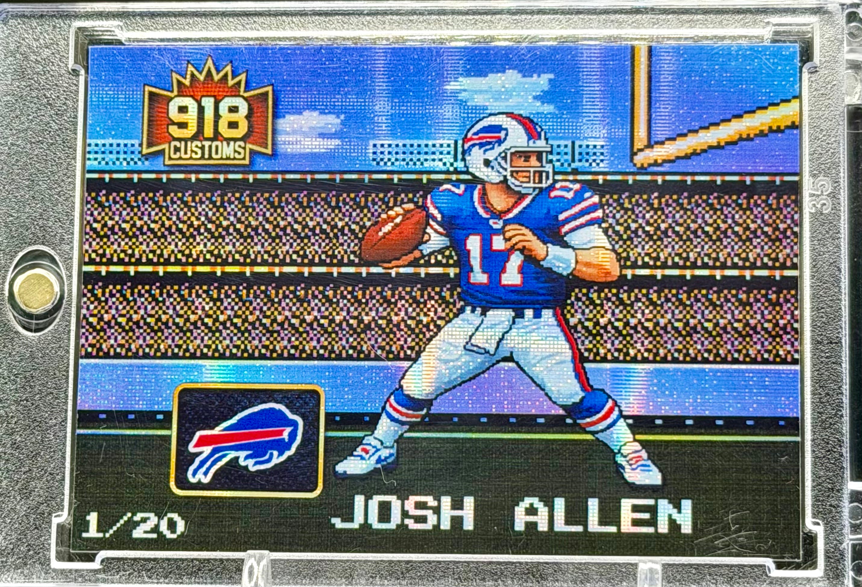 Josh Allen 8-Bit Holographic SP Card – Buffalo Bills Retro Pixel Art – 1/20 Limited Edition – 918 Customs Premium Collectible