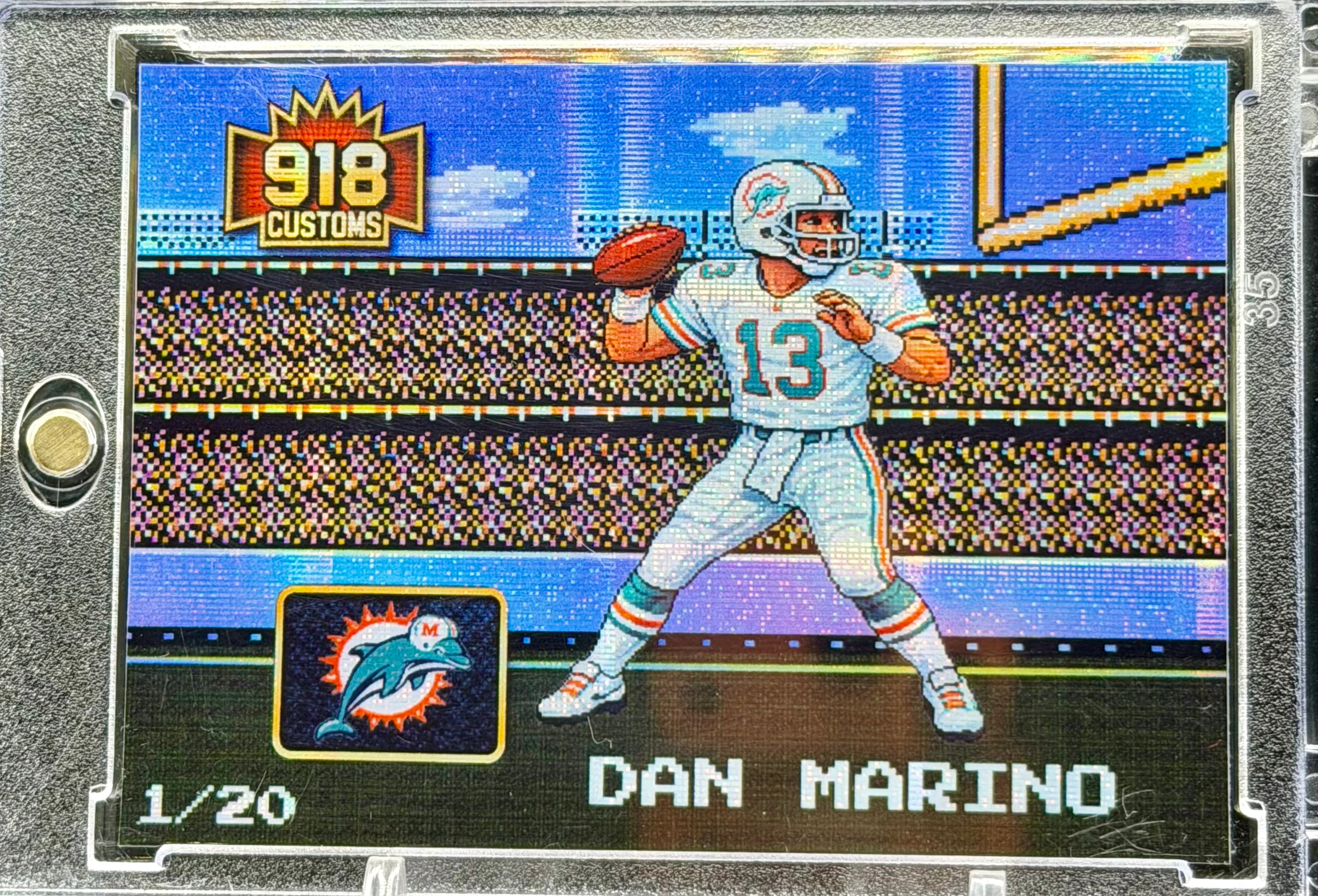 Dan Marino 8-Bit Holographic SP Card – Miami Dolphins Retro Pixel Art – 1/20 Limited Edition – 918 Customs Premium Collectible