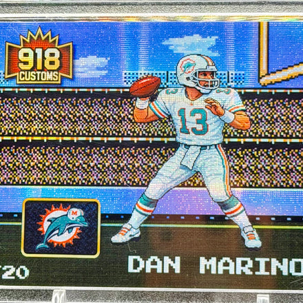 Dan Marino 8-Bit Holographic SP Card – Miami Dolphins Retro Pixel Art – 1/20 Limited Edition – 918 Customs Premium Collectible