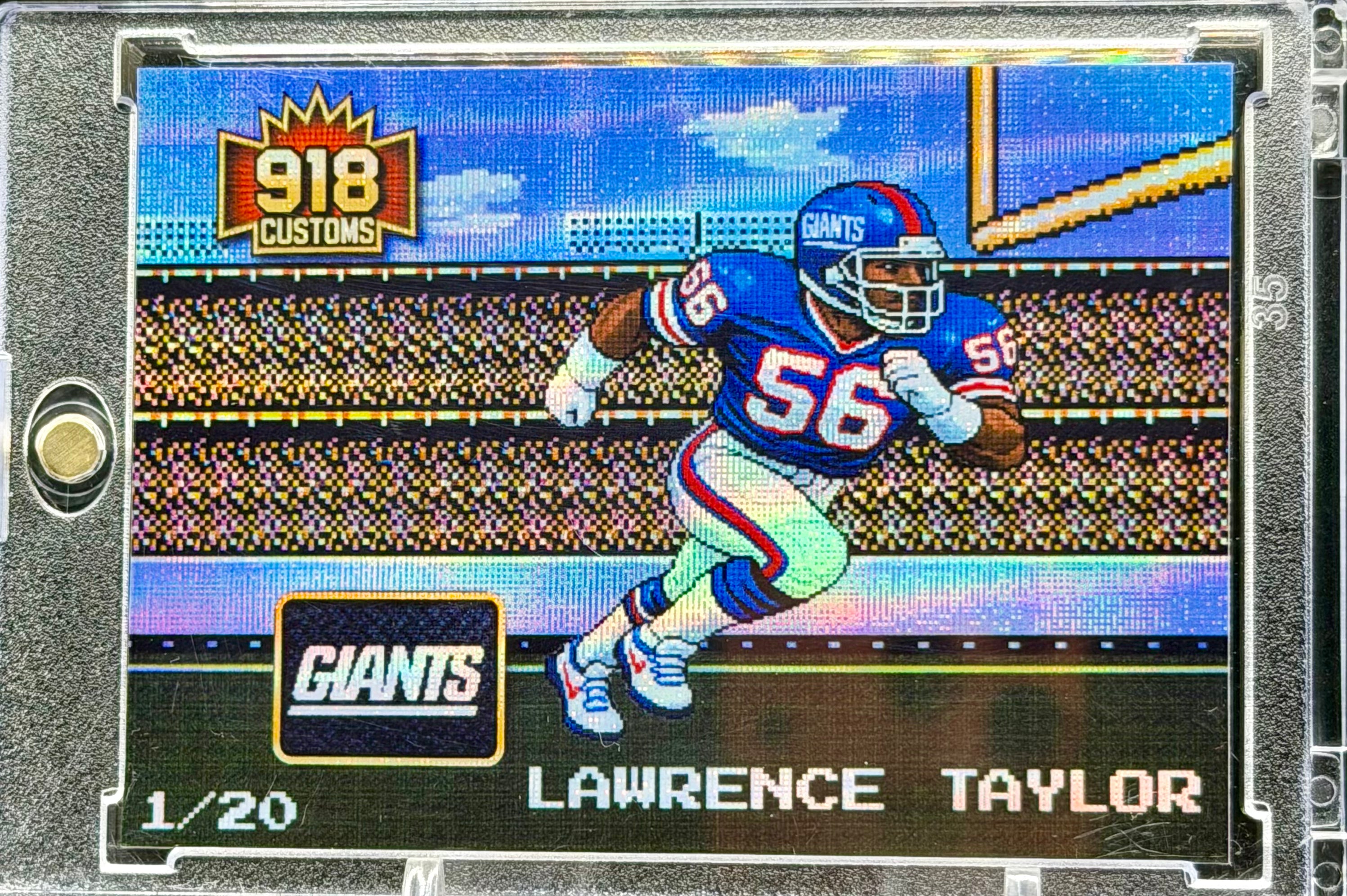 Lawrence Taylor 8-Bit Holographic SP Card – New York Giants Retro Pixel Art – 1/20 Limited Edition – 918 Customs Premium Collectible