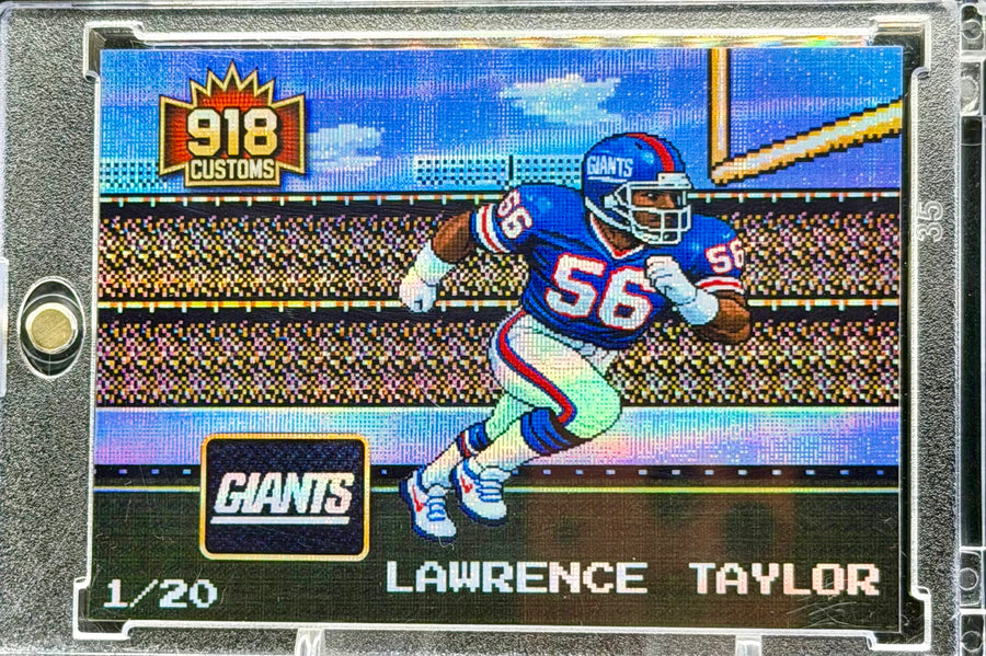 Lawrence Taylor 8-Bit Holographic SP Card – New York Giants Retro Pixel Art – 1/20 Limited Edition – 918 Customs Premium Collectible