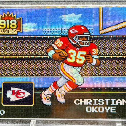 Christian Okoye 8-Bit Holographic SP Card – Kansas City Chiefs Retro Pixel Art – 1/20 Limited Edition – 918 Customs Premium Collectible