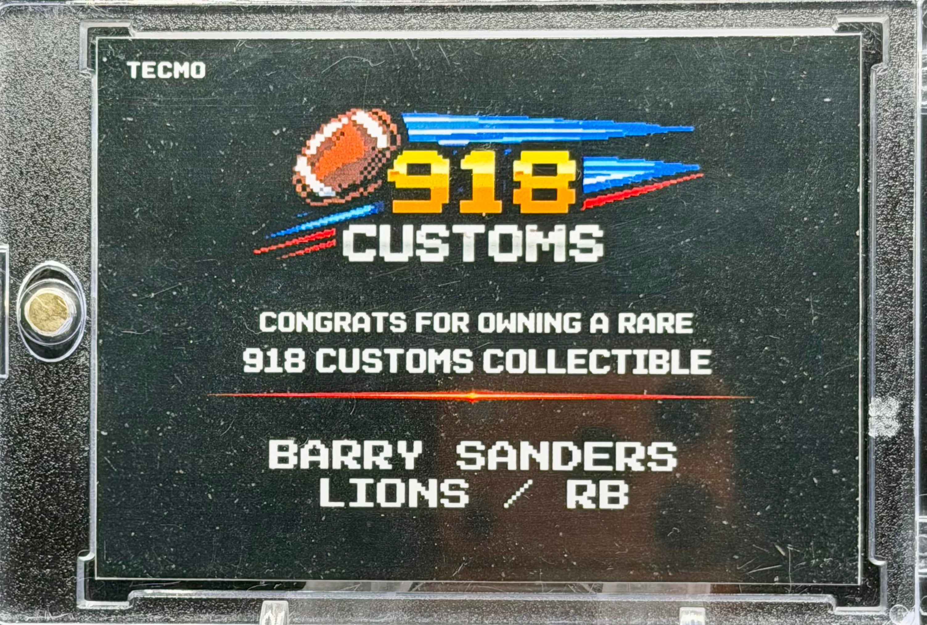 Barry Sanders 8-Bit Holographic SP Card – Detroit Lions Retro Pixel Art – 1/20 Limited Edition – 918 Customs Premium Collectible