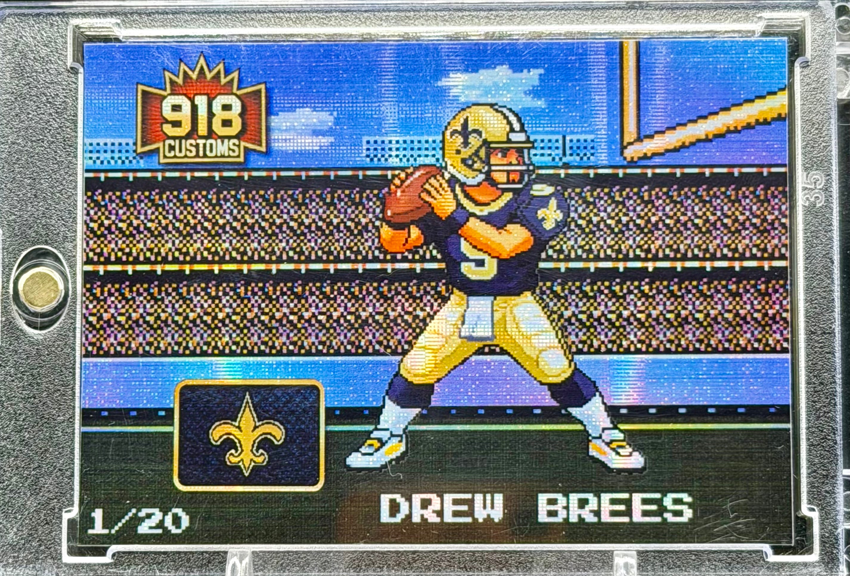 Drew Brees 8-Bit Holographic SP Card – New Orleans Saints Retro Pixel Art – 1/20 Limited Edition – 918 Customs Premium Collectible