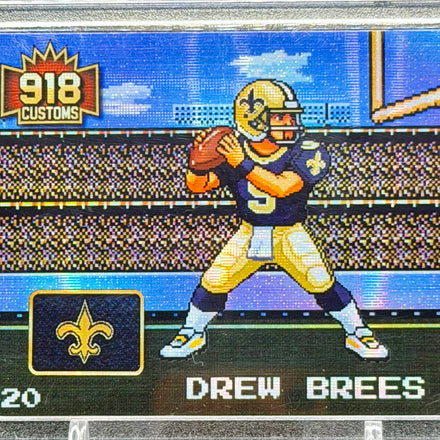 Drew Brees 8-Bit Holographic SP Card – New Orleans Saints Retro Pixel Art – 1/20 Limited Edition – 918 Customs Premium Collectible