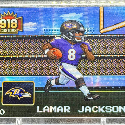 Lamar Jackson 8-Bit Holographic SP Card – Baltimore Ravens Retro Pixel Art – 1/20 Limited Edition – 918 Customs Premium Collectible