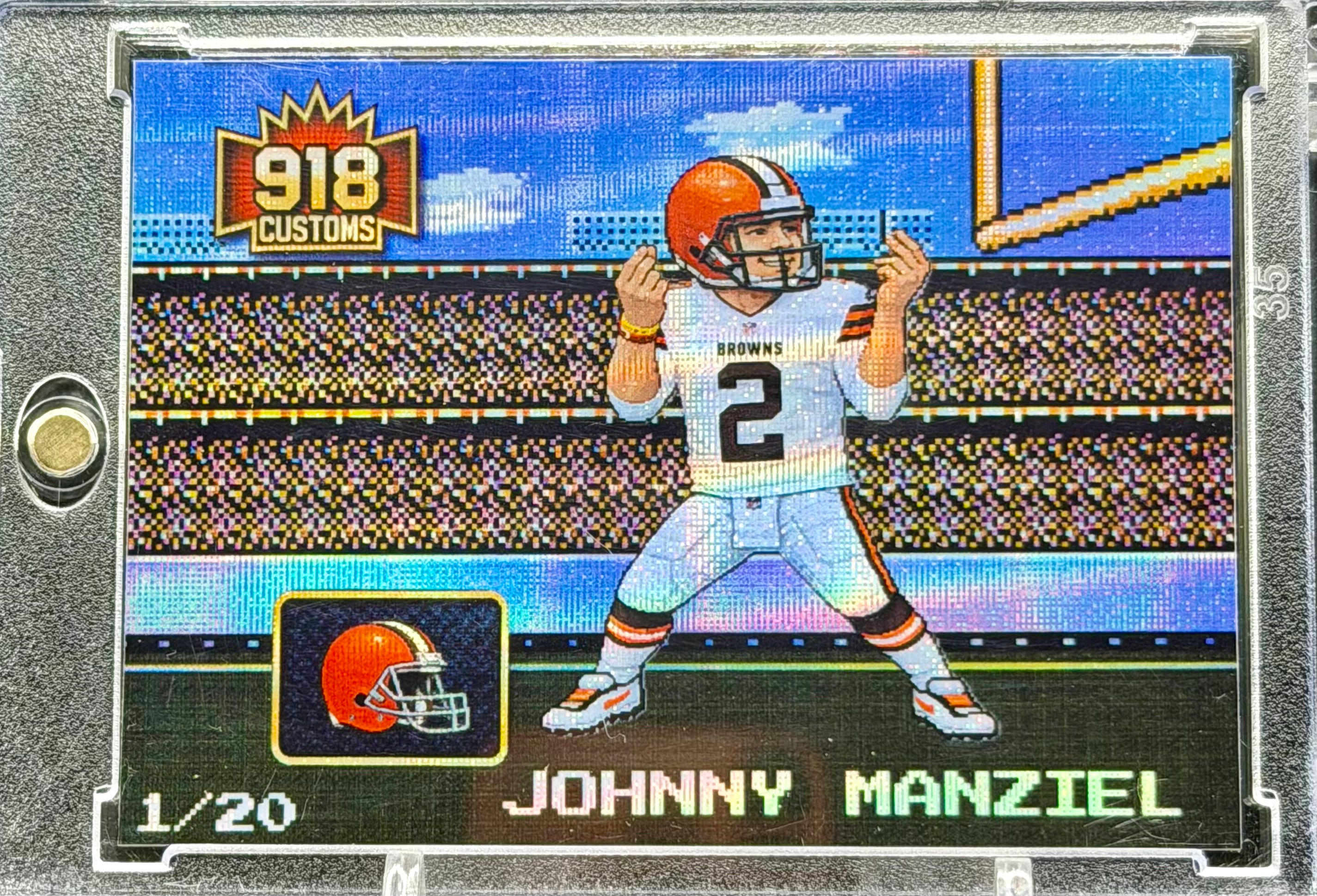 Johnny Manziel 8-Bit Holographic SP Card – Cleveland Browns “Money Manziel” Retro Pixel Art – 1/20 Limited Edition – 918 Customs Premium Collectible
