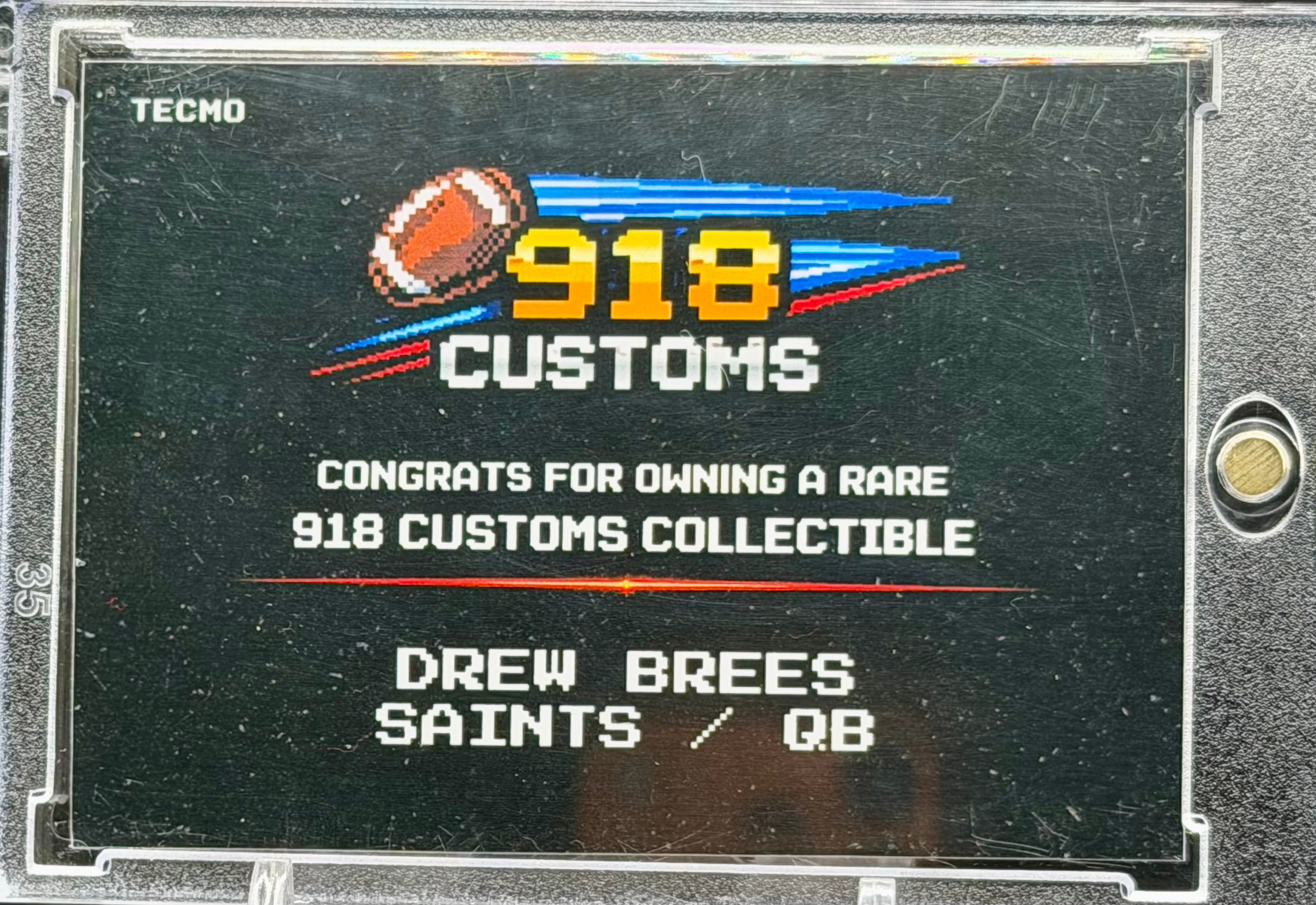 Drew Brees 8-Bit Holographic SP Card – New Orleans Saints Retro Pixel Art – 1/20 Limited Edition – 918 Customs Premium Collectible