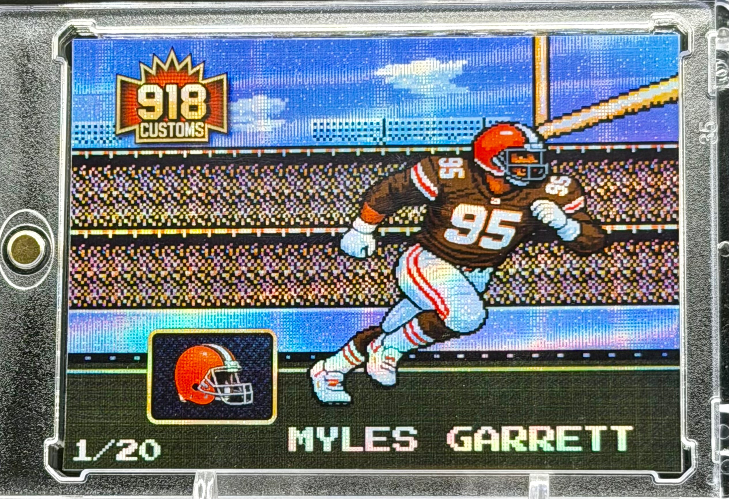 Myles Garrett 8-Bit Holographic SP Card – Cleveland Browns Retro Pixel Art – 1/20 Limited Edition – 918 Customs Premium Collectible