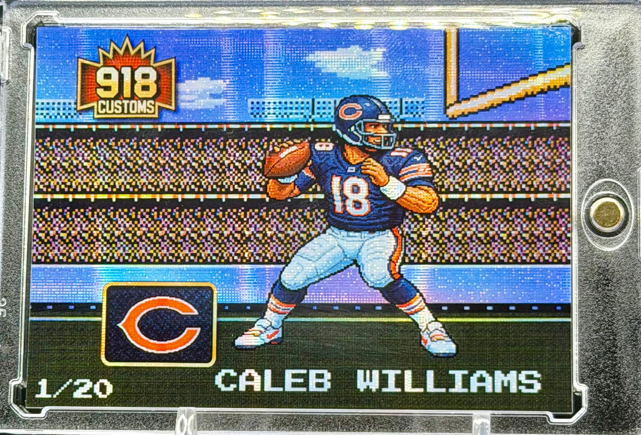 Caleb Williams 8-Bit Holographic SP Card – Chicago Bears Retro Pixel Art – 1/20 Limited Edition – 918 Customs Premium Collectible