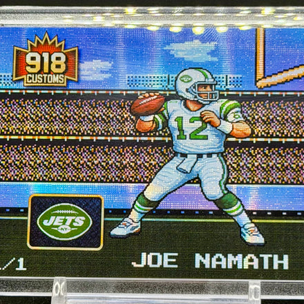 Joe Namath 8-Bit Holographic SP Card – New York Jets Retro Pixel Art – 1/1 Limited Edition – 918 Customs Premium Collectible