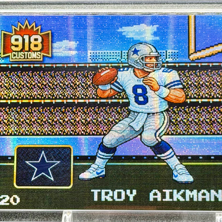 Troy Aikman 8-Bit Holographic SP Card – Dallas Cowboys Retro Pixel Art – 1/20 Limited Edition – 918 Customs Premium Collectible