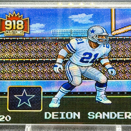 Deion Sanders 8-Bit Holographic SP Card – Dallas Cowboys “Prime Time” Retro Pixel Art – 1/20 Limited Edition – 918 Customs Premium Collectible