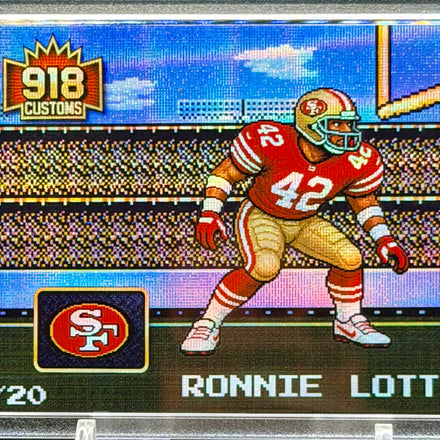 Ronnie Lott 8-Bit Holographic SP Card – San Francisco 49ers Retro Pixel Art – 1/20 Limited Edition – 918 Customs Premium Collectible