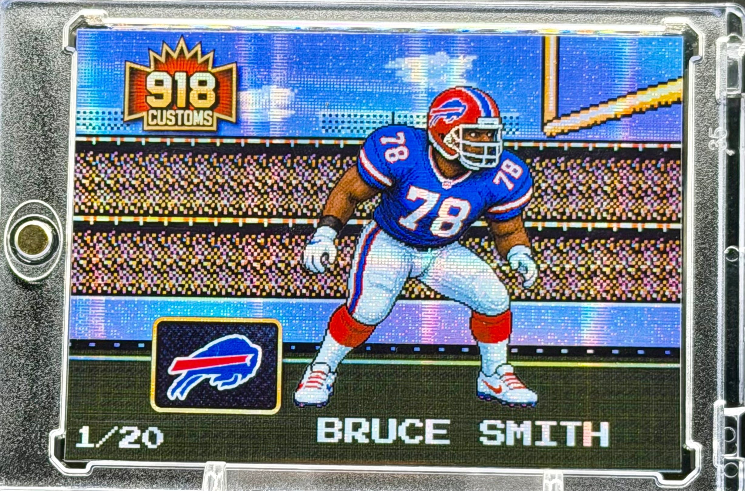 Bruce Smith 8-Bit Holographic SP Card – Buffalo Bills Retro Pixel Art – 1/20 Limited Edition – 918 Customs Premium Collectible