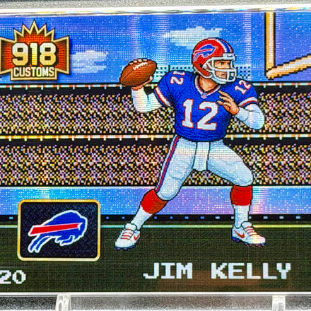 Jim Kelly 8-Bit Holographic SP Card – Buffalo Bills Retro Pixel Art – 1/20 Limited Edition – 918 Customs Premium Collectible