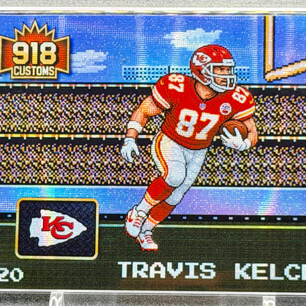 Travis Kelce 8-Bit Holographic SP Card – Kansas City Chiefs Retro Pixel Art – 1/20 Limited Edition – 918 Customs Premium Collectible