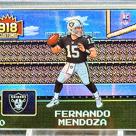 Fernando Mendoza 8-Bit Holographic Rookie SP Card – Las Vegas Raiders Retro Pixel Art – 1/20 Limited Edition – 918 Customs Premium Collectible