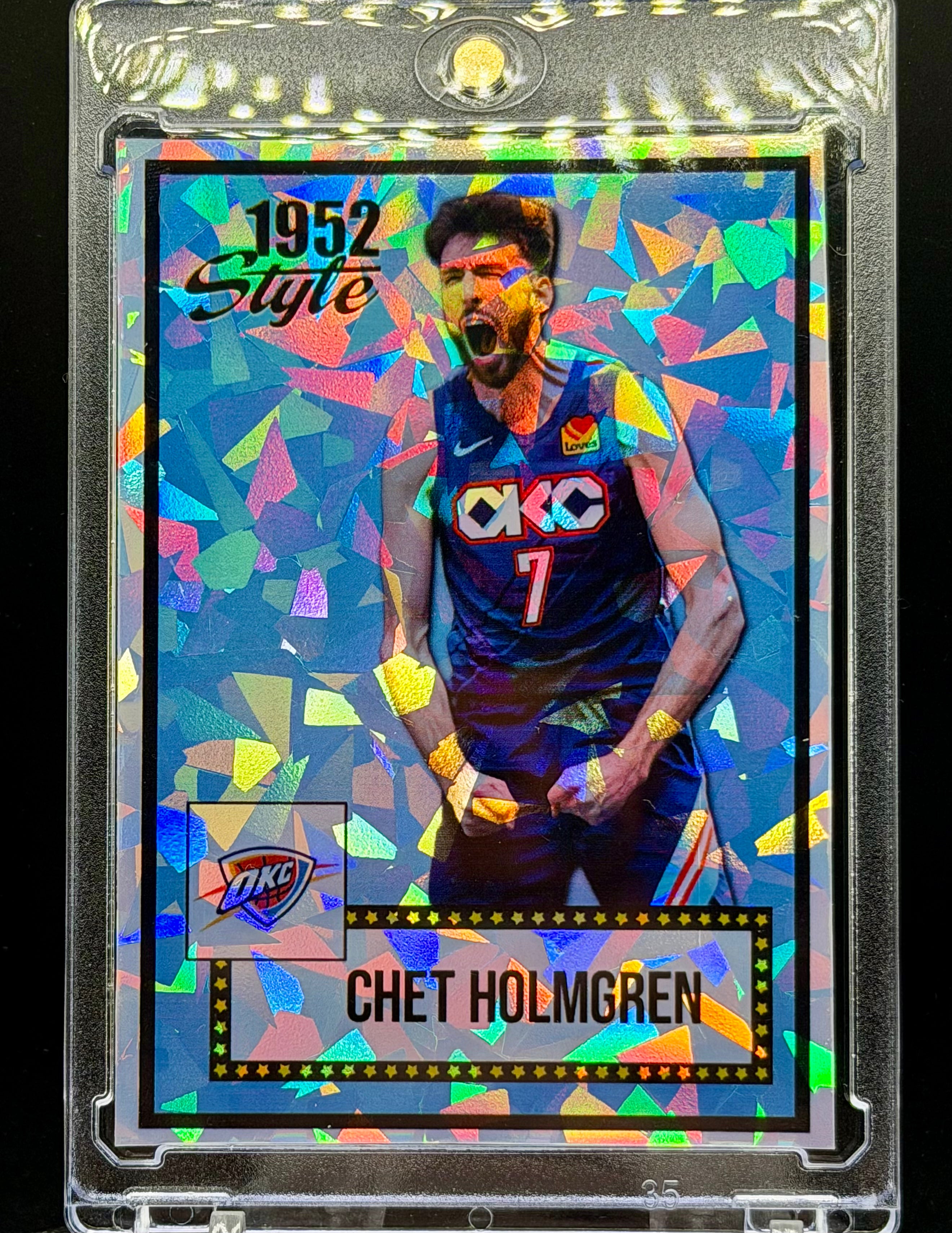 OKC Thunder Big 3 Card Lot (3 Cards) – Shai Gilgeous-Alexander, Jalen Williams, Chet Holmgren – 1952 Style Cracked Ice Holographic SP – 918 Customs Limited Edition