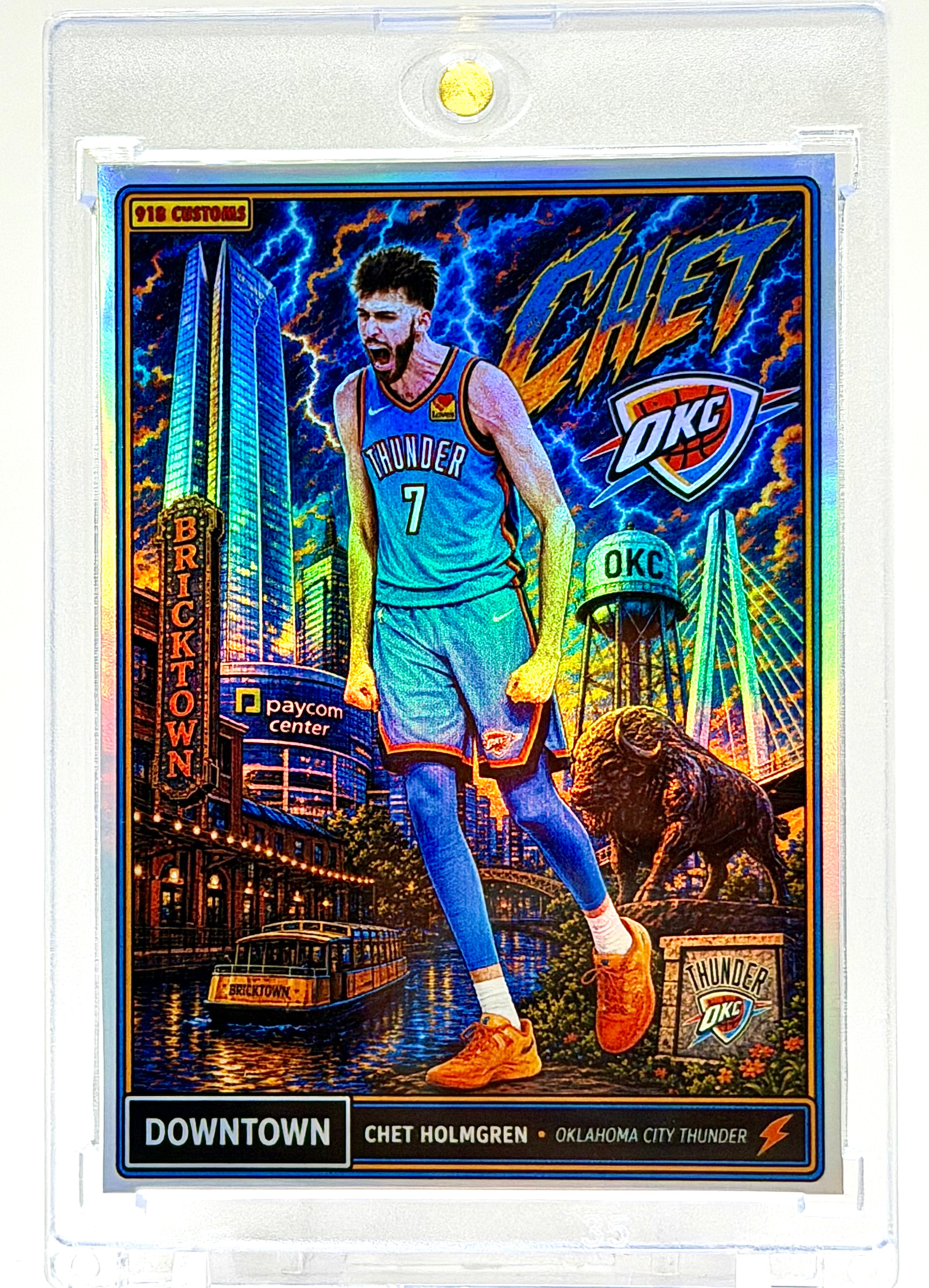 Chet Holmgren Downtown Holographic SP Custom Card – Oklahoma City Thunder Premium Holo Insert – 918 Customs Limited Edition Collectible