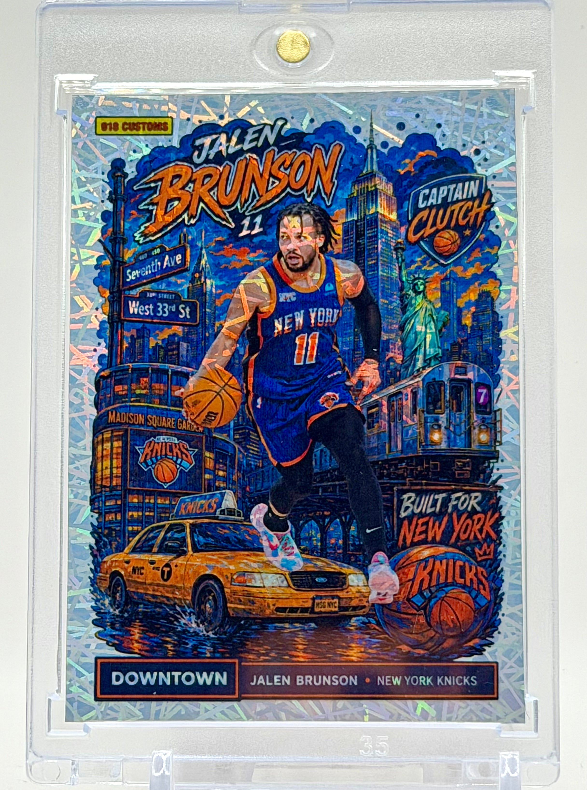 Jalen Brunson Downtown Lasers Holographic SP Custom Card – New York Knicks Premium Holo Insert – 918 Customs Limited Edition Collectible