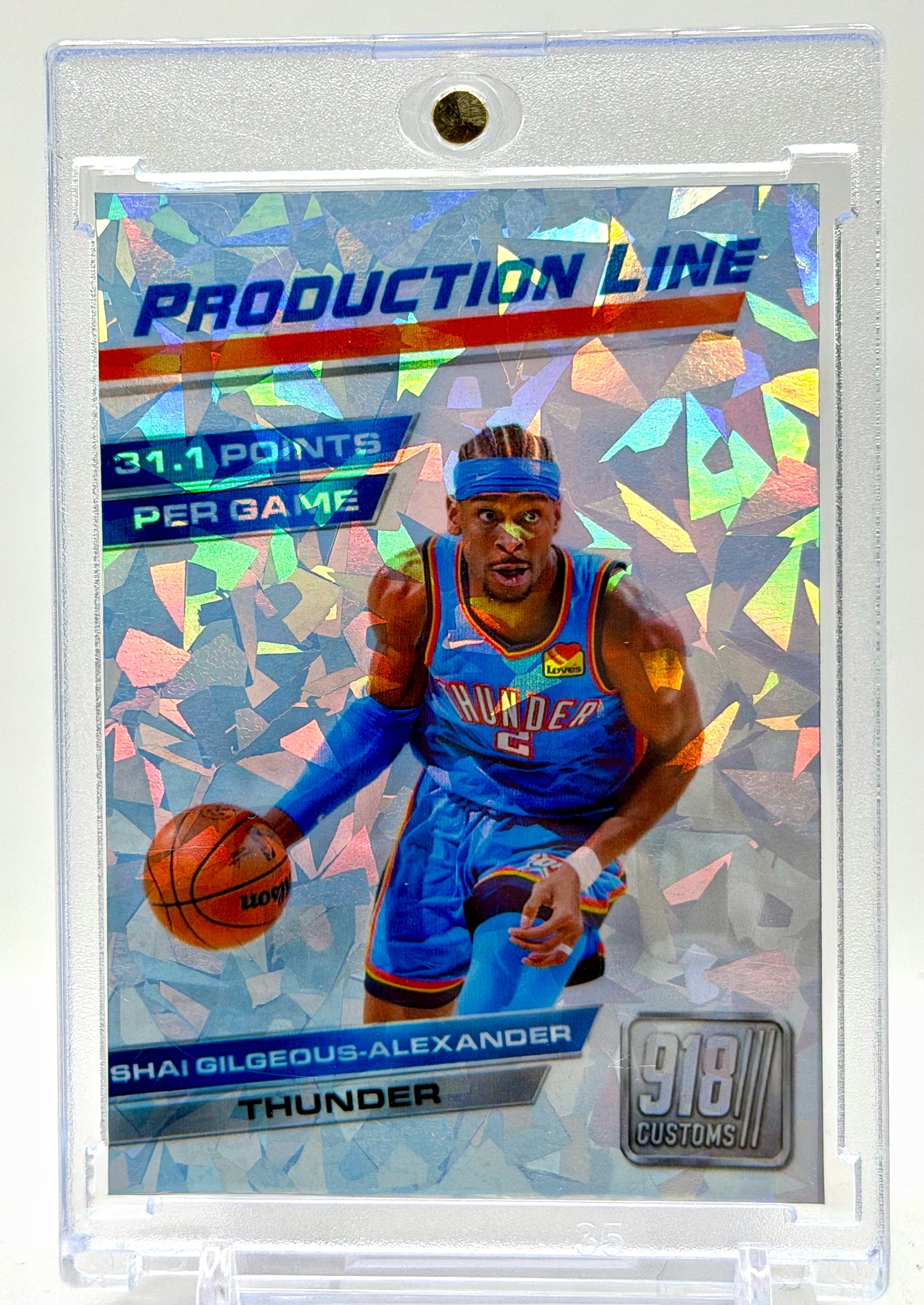 Shai Gilgeous-Alexander Production Line Cracked Ice Holo Card #1 of 5 – Oklahoma City Thunder Limited Edition Custom Collectible – 918 Customs