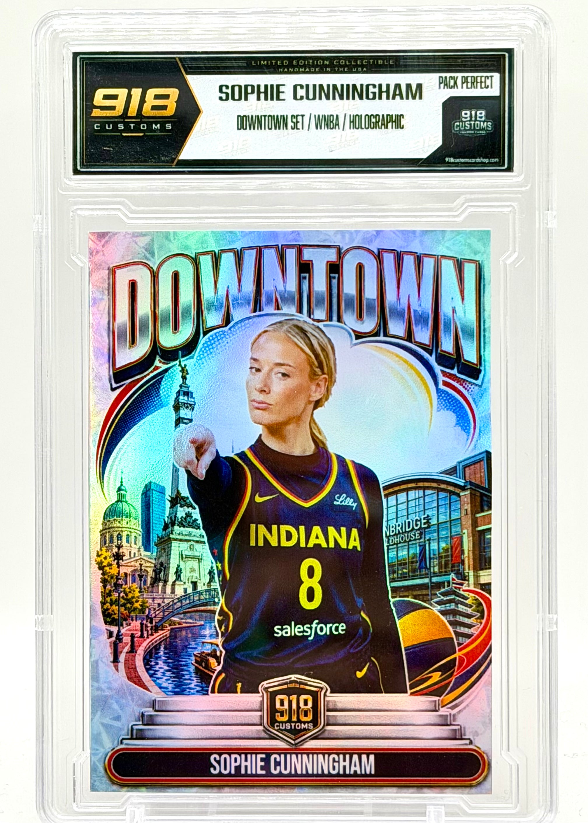 Sophie Cunningham Indiana Fever Downtown Holographic SP Card – Limited Edition Slabbed Custom Collectible – 918 Customs