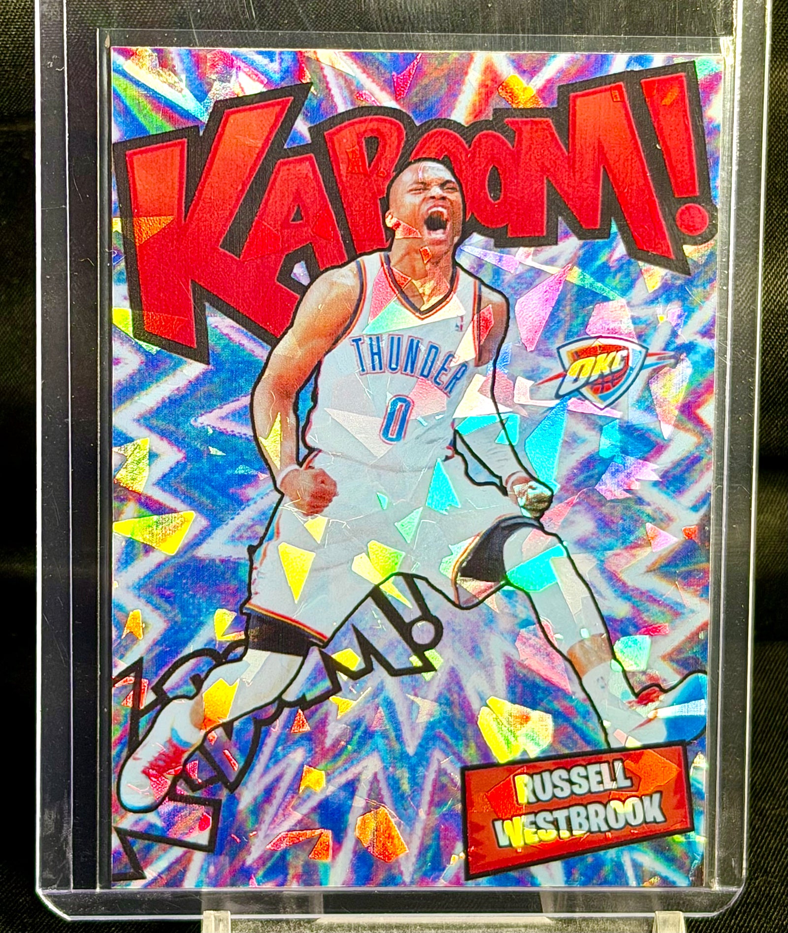 Russell Westbrook Cracked Ice Holographic Custom Kaboom Card – OKC Thunder Limited Edition SP Holo Collectible – 918 Customs