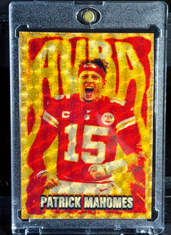 Patrick Mahomes Gold Vinyl Aura Custom Card – Kansas City Chiefs Limited Edition 918 Customs Collectible
