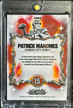 Patrick Mahomes Gold Vinyl Aura Custom Card – Kansas City Chiefs Limited Edition 918 Customs Collectible