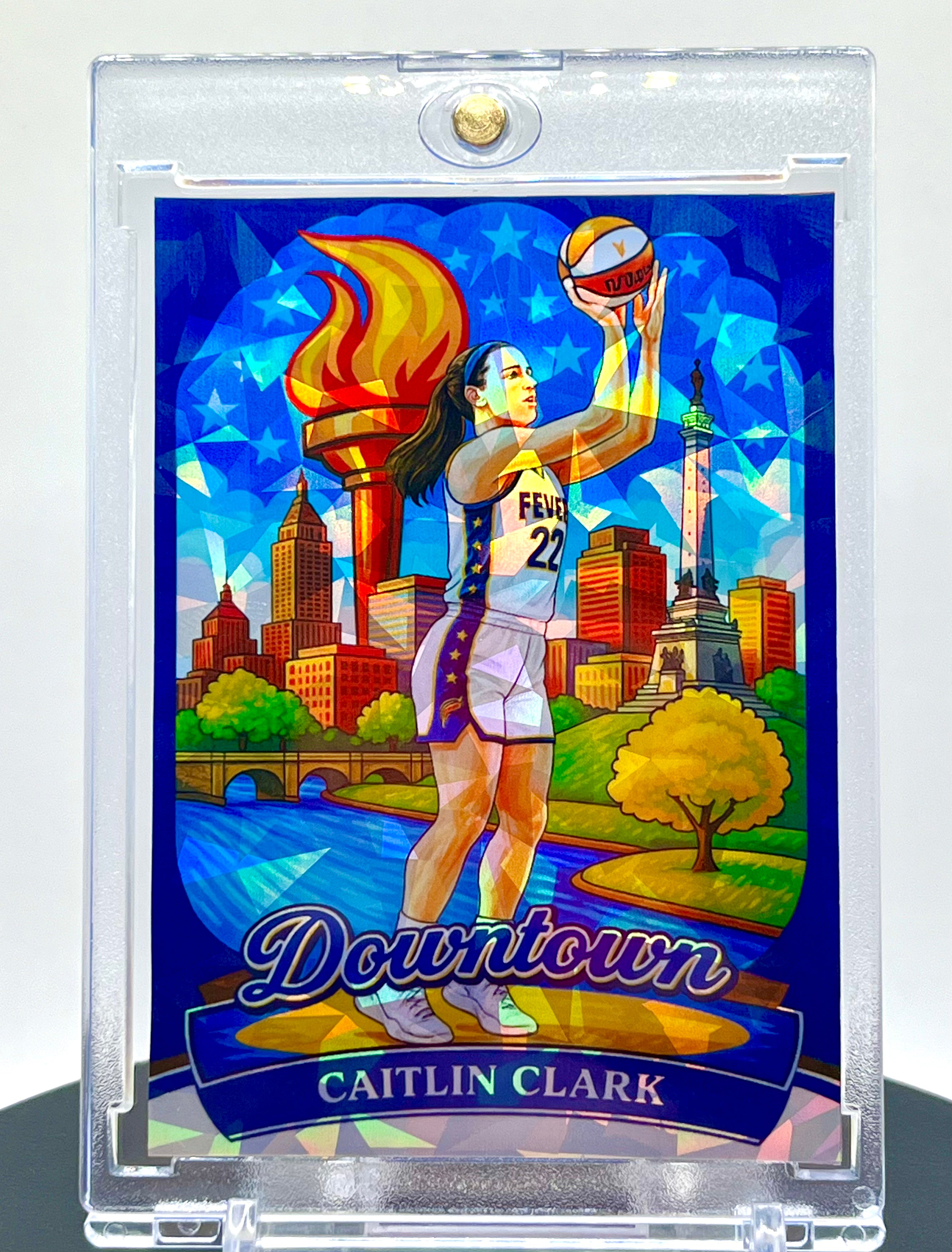 Caitlin Clark SP Custom Downtown Cracked Ice Holographic Collectible Basketball Card