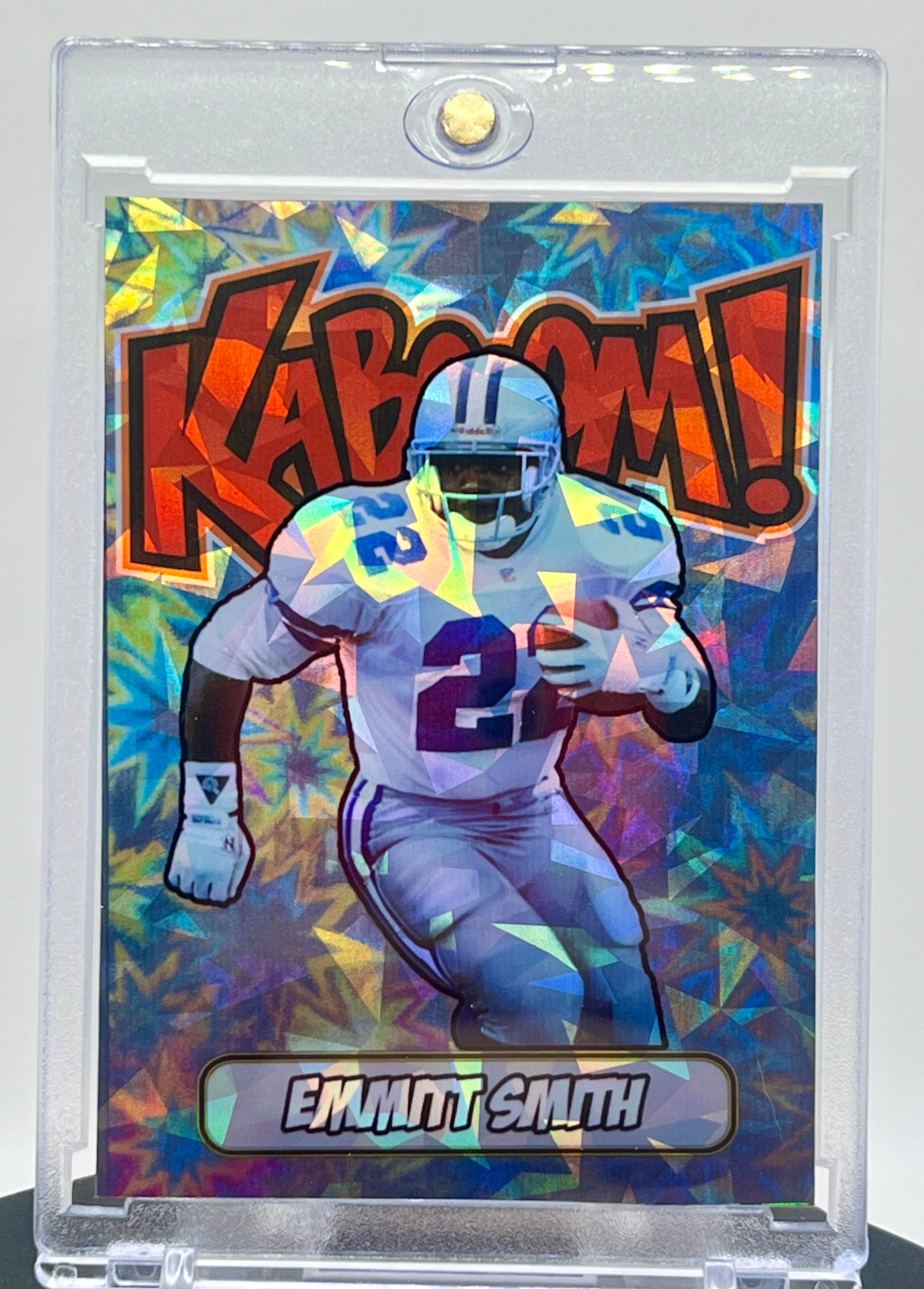 Emmitt Smith SP Kaboom Custom Cracked Ice Holographic 3 Card Lot | Dallas Cowboys Limited Edition Collectible Set
