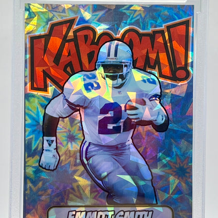 Emmitt Smith SP Kaboom Custom Cracked Ice Holographic 3 Card Lot | Dallas Cowboys Limited Edition Collectible Set