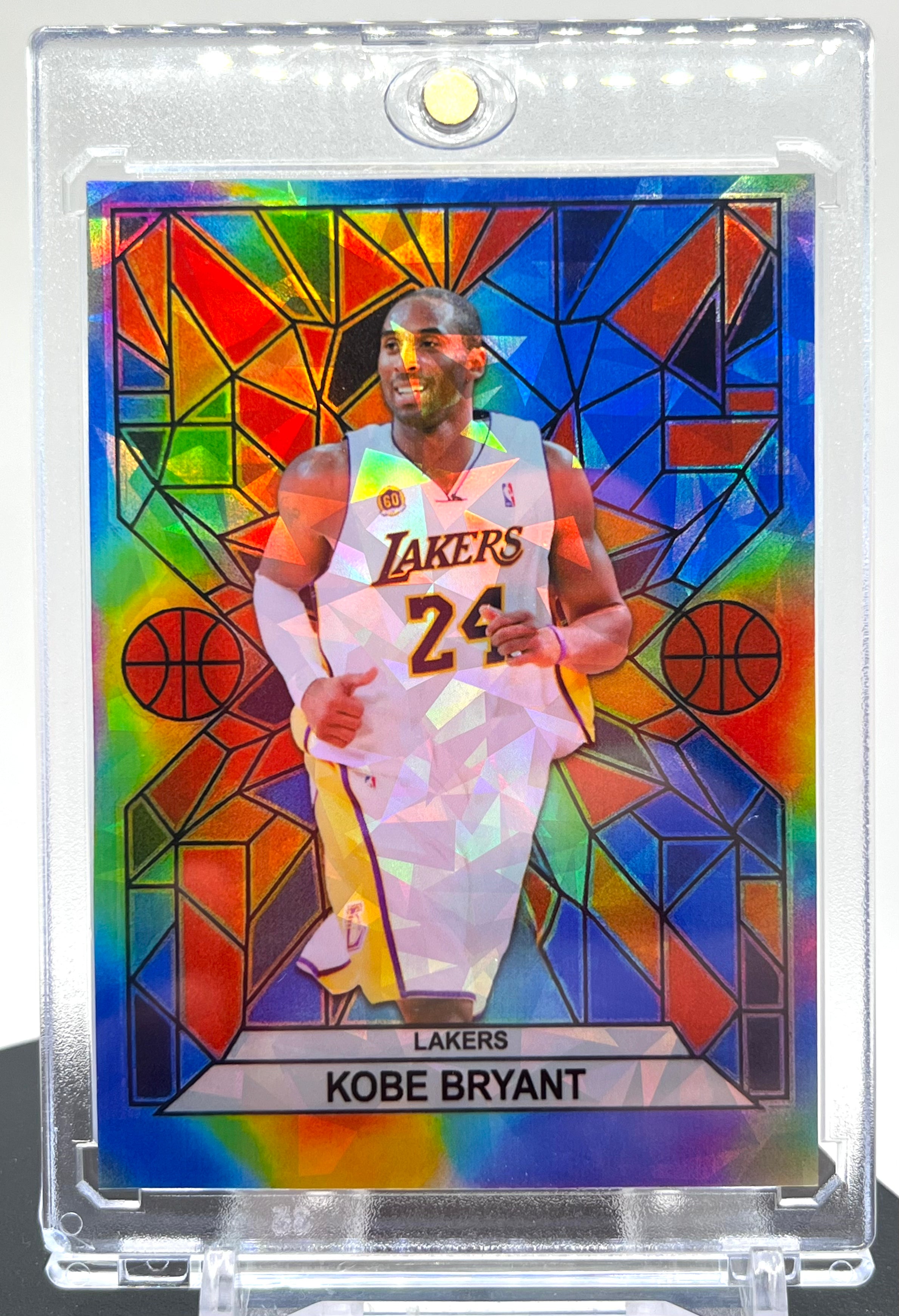 Kobe Bryant Los Angeles Lakers SP Stained Glass Custom Cracked Ice Holographic Limited Edition Collectible Card