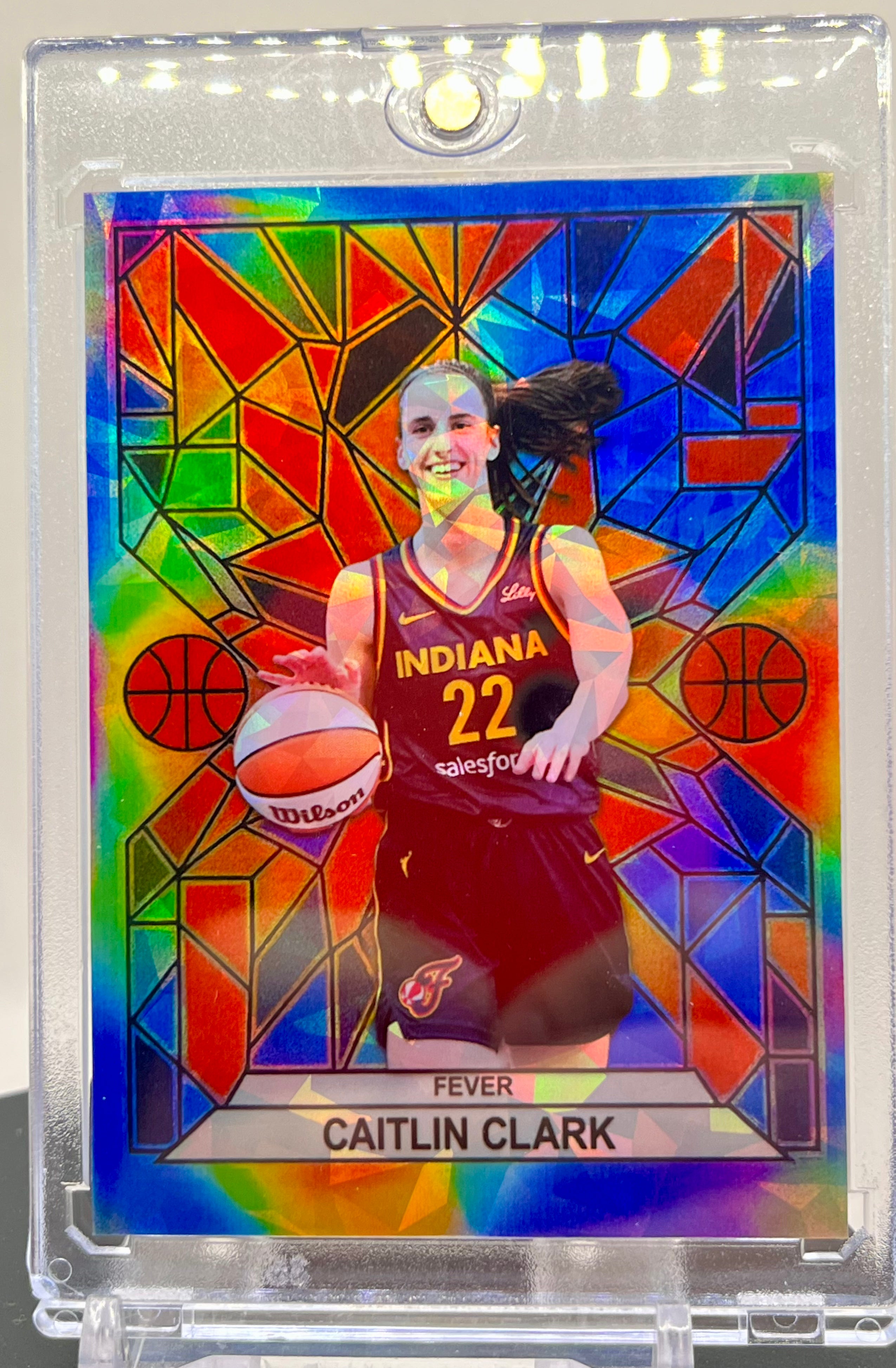 Caitlin Clark SP Stained Glass Custom Cracked Ice Holographic Indiana Fever Collectible Card