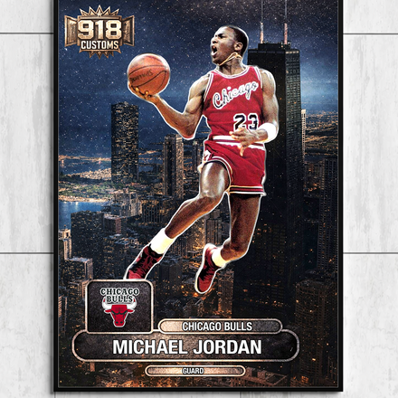 Michael Jordan Chicago Bulls 18x24 Poster | 918 Customs Limited Edition Skyline Basketball Wall Art | MJ Dunk Poster Print