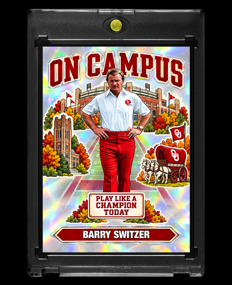 Barry Switzer Oklahoma Sooners On Campus Holographic SP Custom Card – 918 Customs Collectible