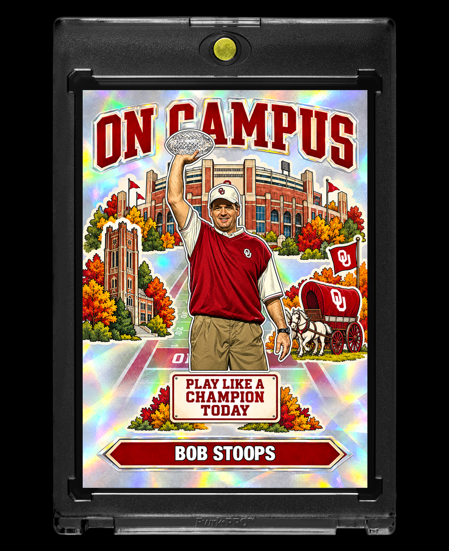 Bob Stoops Oklahoma Sooners On Campus Holographic SP Custom Card – 918 Customs Collectible