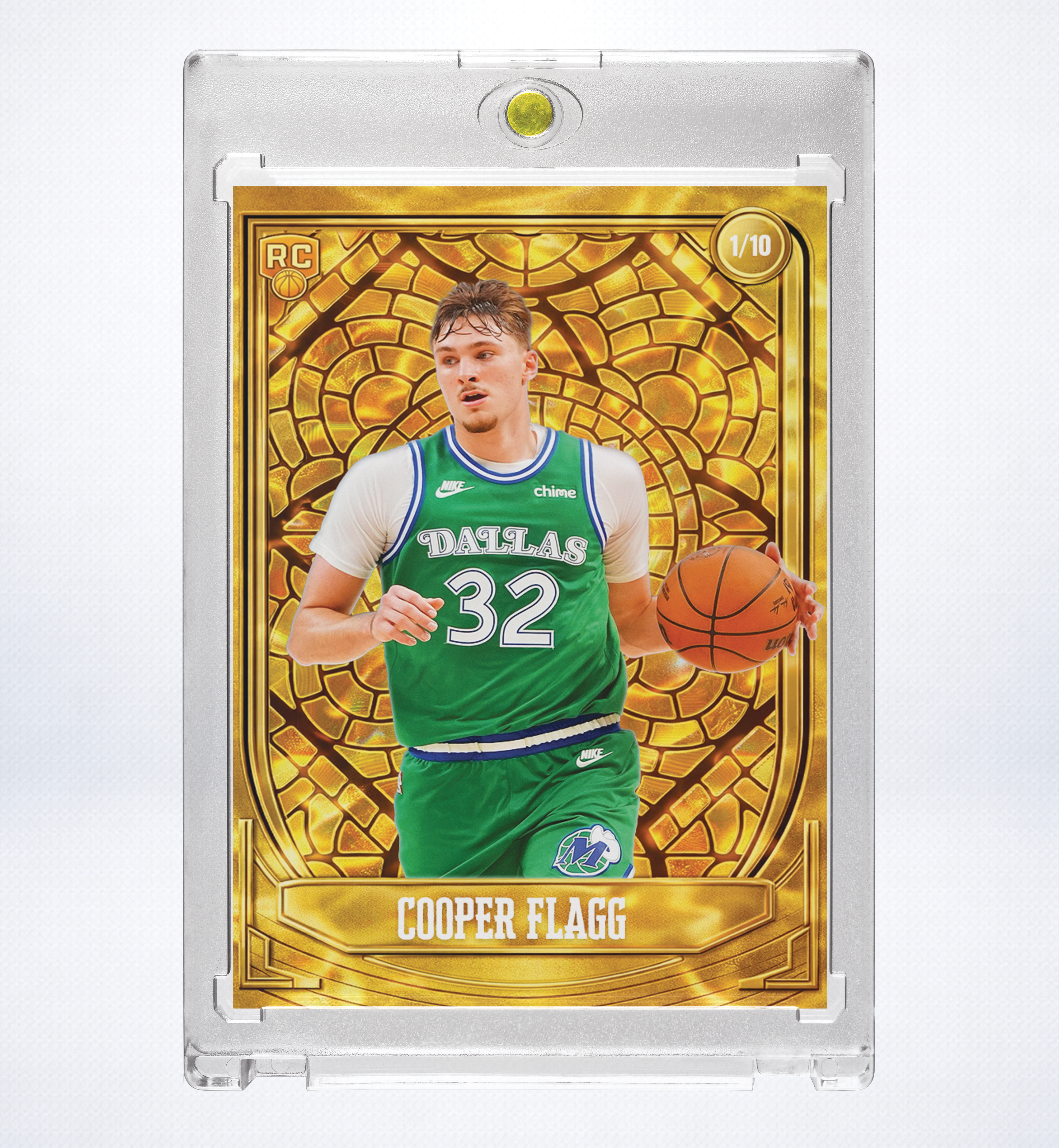 Cooper Flagg Gold Stained Glass Holographic SP 1/10 – Dallas Mavericks Custom Rookie Card | 918 Customs