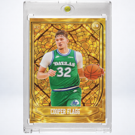 Cooper Flagg Gold Stained Glass Holographic SP 1/10 – Dallas Mavericks Custom Rookie Card | 918 Customs