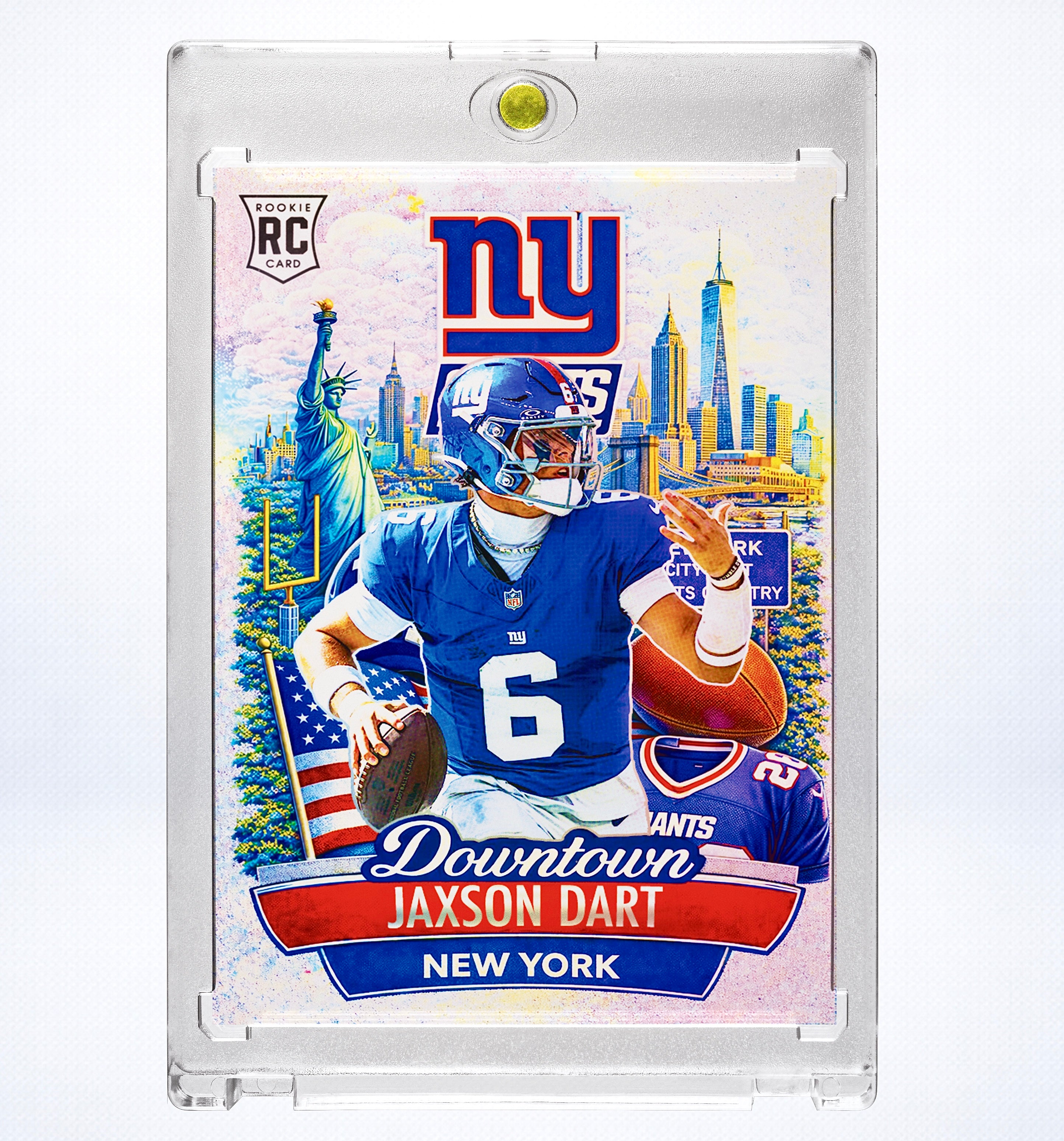 Jaxson Dart SP Downtown Custom Holographic New York Giants Rookie Card Collectible