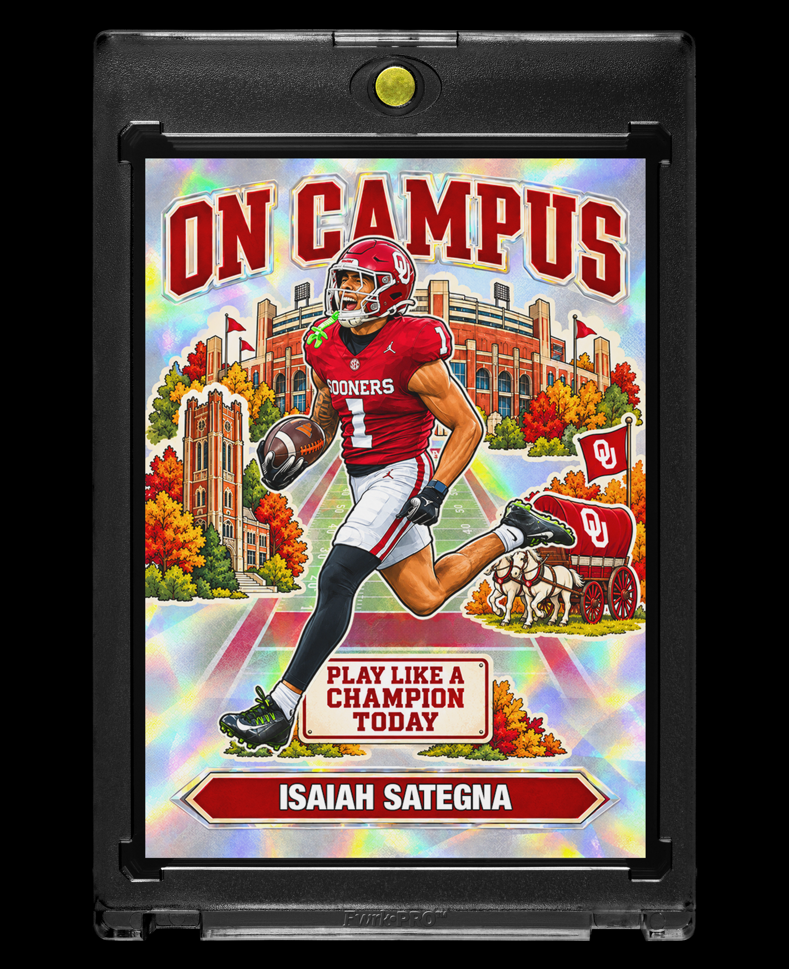 Isaiah Sategna Oklahoma Sooners On Campus Holographic Custom Card – 918 Customs Collectible