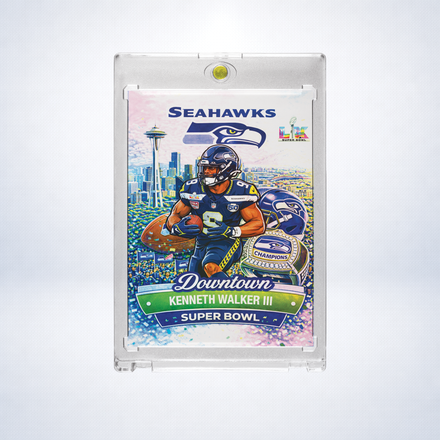 Kenneth Walker III Custom Super Bowl Downtown Style Holographic Art Card | SSP