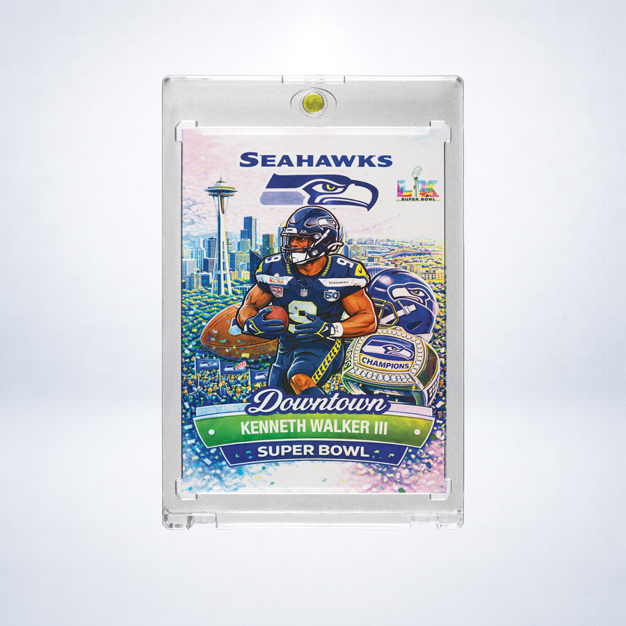 Kenneth Walker III Custom Super Bowl Downtown Style Holographic Art Card | SSP