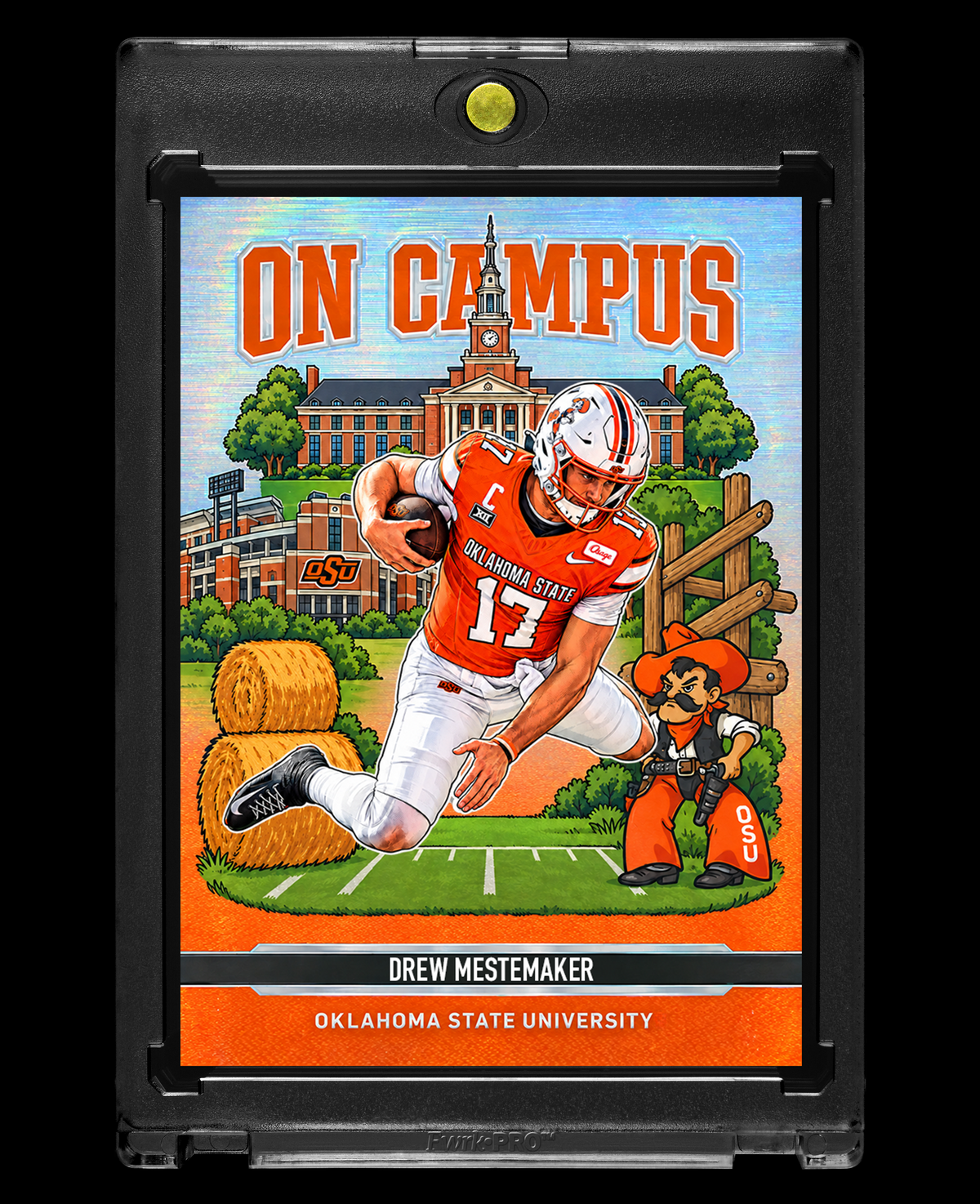 Drew Mestemaker Oklahoma State Cowboys On Campus Holographic SP Custom Card – Version 2 – 918 Customs