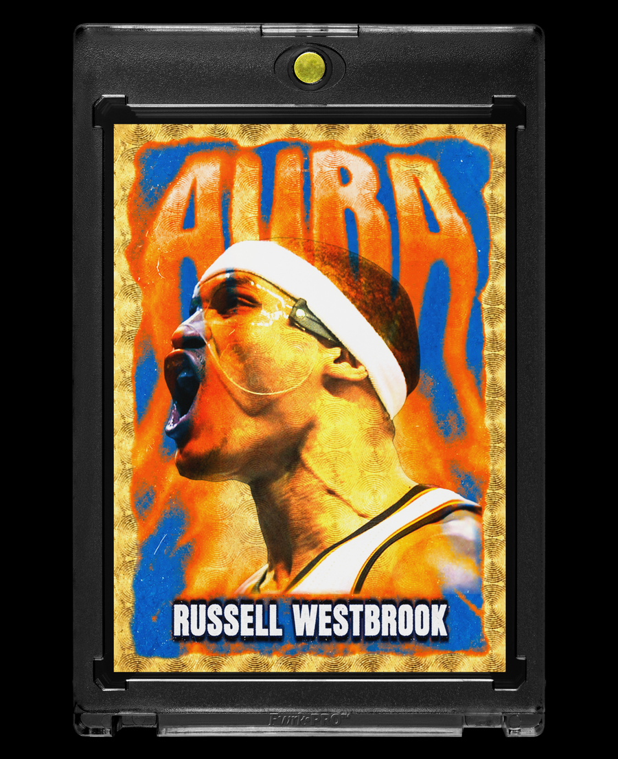 Russell Westbrook Gold Fractor Aura Custom Card /10 – OKC Thunder Limited Edition 918 Customs Collectible