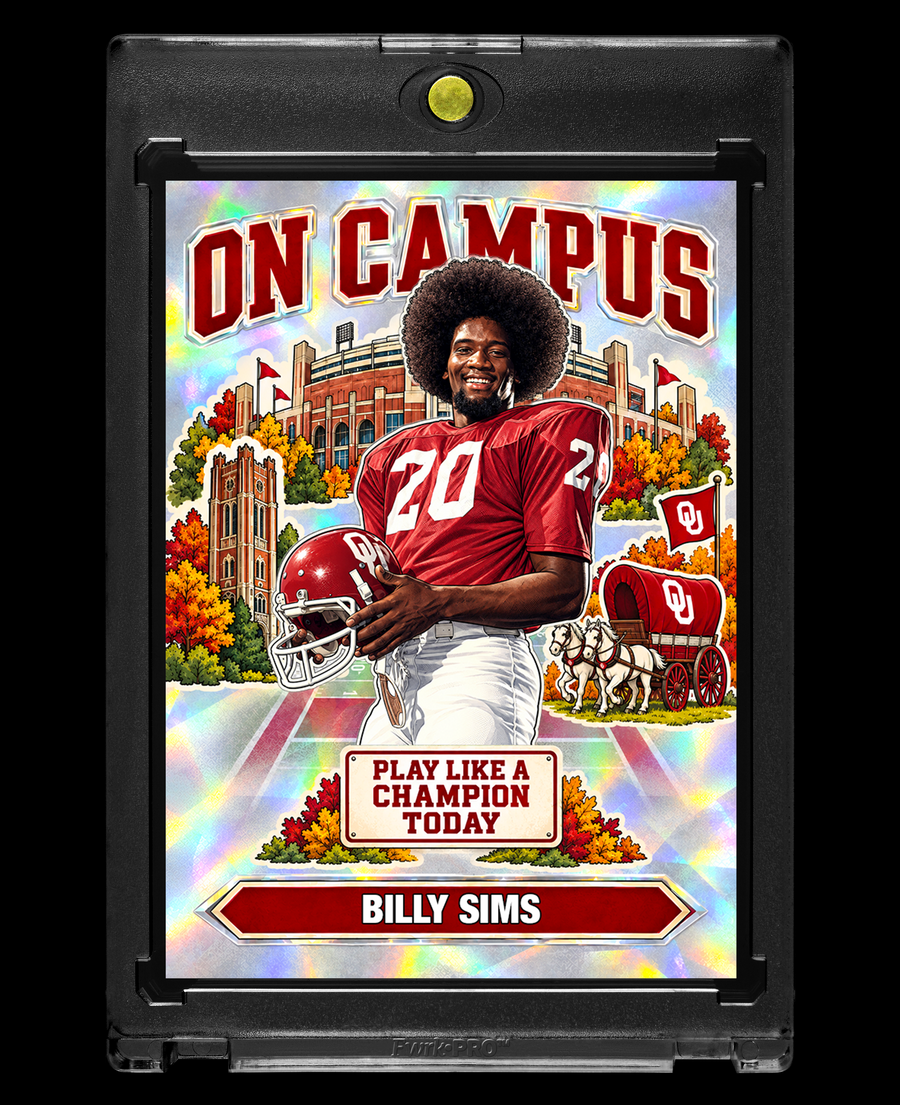 Billy Sims Oklahoma Sooners On Campus Holographic SP Custom Card – 918 Customs Collectible